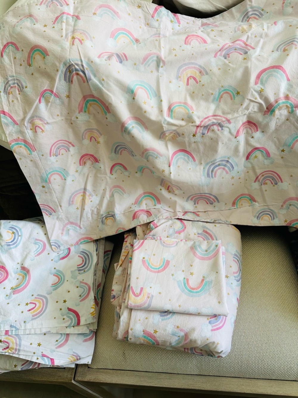 Pottery Barn Kids Pastel Rainbow Duvet Cover - Pink, Teal, Lavender, Yellow